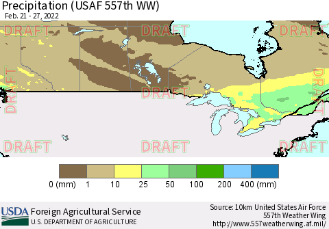Canada Precipitation (USAF 557th WW) Thematic Map For 2/21/2022 - 2/27/2022