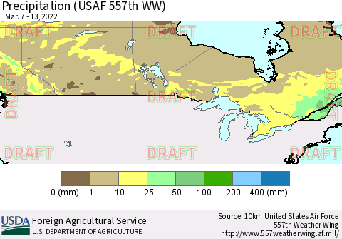 Canada Precipitation (USAF 557th WW) Thematic Map For 3/7/2022 - 3/13/2022