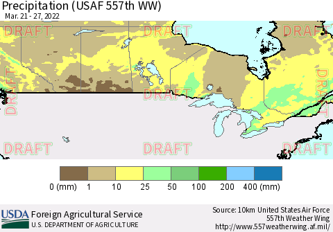 Canada Precipitation (USAF 557th WW) Thematic Map For 3/21/2022 - 3/27/2022
