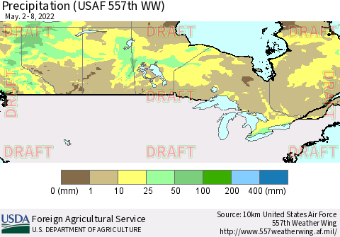 Canada Precipitation (USAF 557th WW) Thematic Map For 5/2/2022 - 5/8/2022