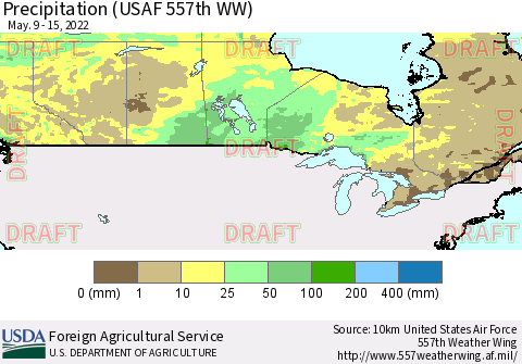 Canada Precipitation (USAF 557th WW) Thematic Map For 5/9/2022 - 5/15/2022