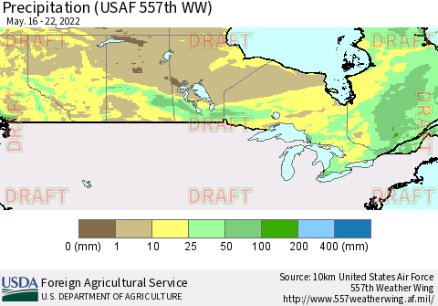 Canada Precipitation (USAF 557th WW) Thematic Map For 5/16/2022 - 5/22/2022
