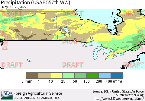 Canada Precipitation (USAF 557th WW) Thematic Map For 5/23/2022 - 5/29/2022