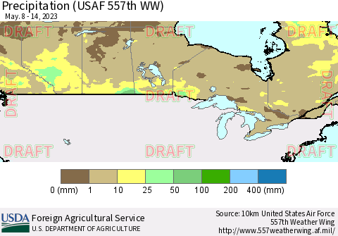 Canada Precipitation (USAF 557th WW) Thematic Map For 5/8/2023 - 5/14/2023