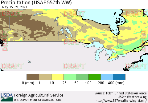 Canada Precipitation (USAF 557th WW) Thematic Map For 5/15/2023 - 5/21/2023