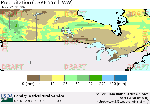 Canada Precipitation (USAF 557th WW) Thematic Map For 5/22/2023 - 5/28/2023