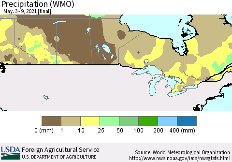 Canada Precipitation (WMO) Thematic Map For 5/3/2021 - 5/9/2021