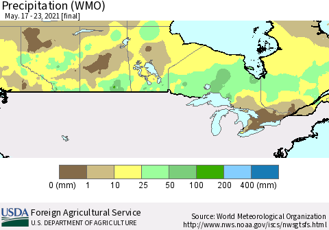 Canada Precipitation (WMO) Thematic Map For 5/17/2021 - 5/23/2021