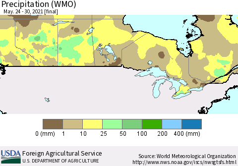Canada Precipitation (WMO) Thematic Map For 5/24/2021 - 5/30/2021