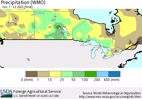 Canada Precipitation (WMO) Thematic Map For 6/7/2021 - 6/13/2021