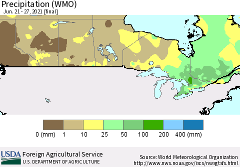 Canada Precipitation (WMO) Thematic Map For 6/21/2021 - 6/27/2021