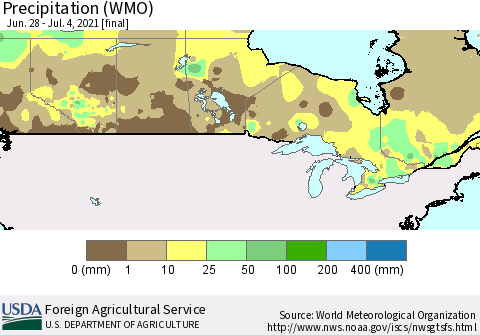 Canada Precipitation (WMO) Thematic Map For 6/28/2021 - 7/4/2021