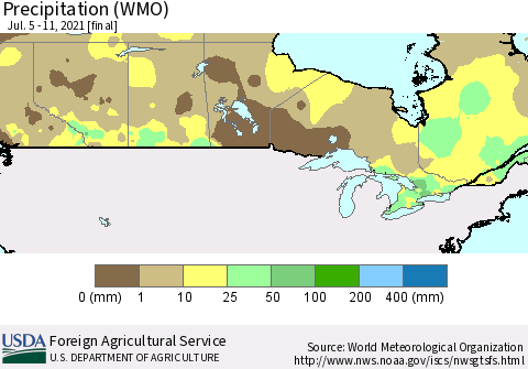 Canada Precipitation (WMO) Thematic Map For 7/5/2021 - 7/11/2021
