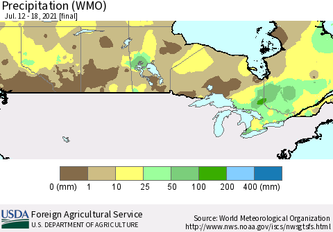 Canada Precipitation (WMO) Thematic Map For 7/12/2021 - 7/18/2021