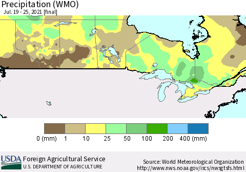 Canada Precipitation (WMO) Thematic Map For 7/19/2021 - 7/25/2021