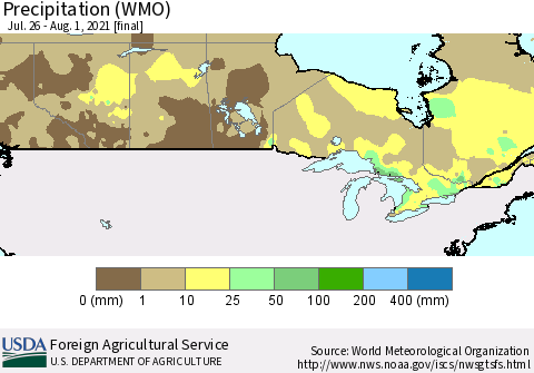 Canada Precipitation (WMO) Thematic Map For 7/26/2021 - 8/1/2021