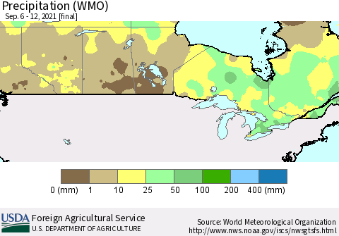 Canada Precipitation (WMO) Thematic Map For 9/6/2021 - 9/12/2021