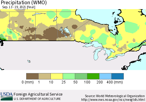 Canada Precipitation (WMO) Thematic Map For 9/13/2021 - 9/19/2021
