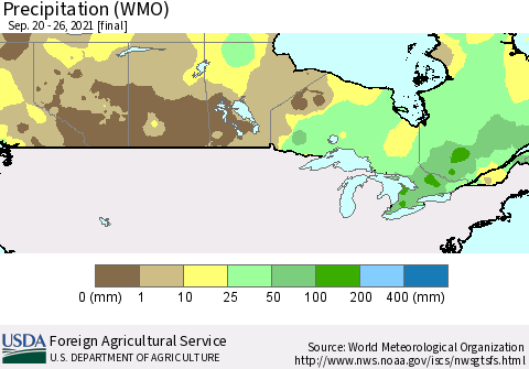 Canada Precipitation (WMO) Thematic Map For 9/20/2021 - 9/26/2021