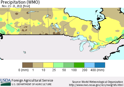 Canada Precipitation (WMO) Thematic Map For 11/15/2021 - 11/21/2021