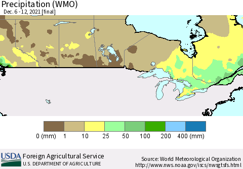 Canada Precipitation (WMO) Thematic Map For 12/6/2021 - 12/12/2021
