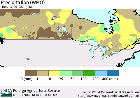 Canada Precipitation (WMO) Thematic Map For 12/13/2021 - 12/19/2021