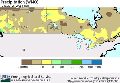 Canada Precipitation (WMO) Thematic Map For 12/20/2021 - 12/26/2021