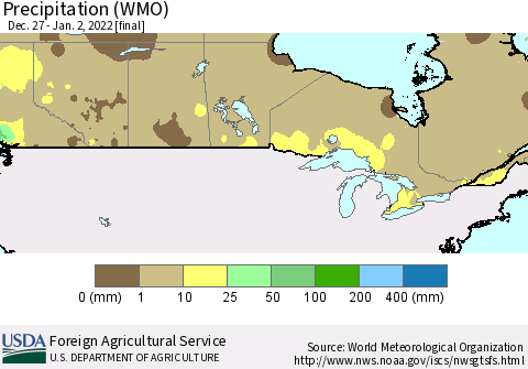 Canada Precipitation (WMO) Thematic Map For 12/27/2021 - 1/2/2022
