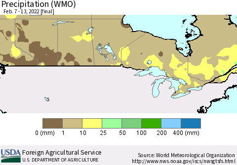 Canada Precipitation (WMO) Thematic Map For 2/7/2022 - 2/13/2022