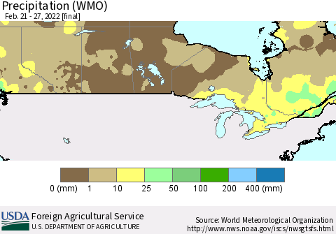 Canada Precipitation (WMO) Thematic Map For 2/21/2022 - 2/27/2022