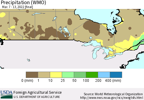 Canada Precipitation (WMO) Thematic Map For 3/7/2022 - 3/13/2022