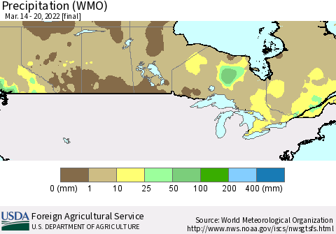 Canada Precipitation (WMO) Thematic Map For 3/14/2022 - 3/20/2022