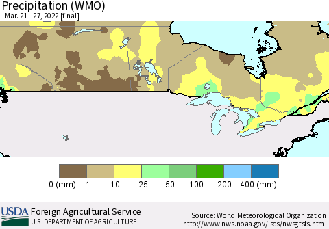Canada Precipitation (WMO) Thematic Map For 3/21/2022 - 3/27/2022
