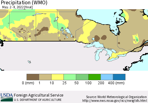 Canada Precipitation (WMO) Thematic Map For 5/2/2022 - 5/8/2022