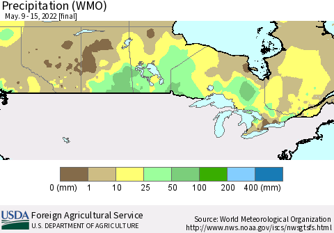 Canada Precipitation (WMO) Thematic Map For 5/9/2022 - 5/15/2022