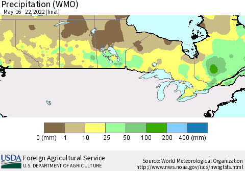 Canada Precipitation (WMO) Thematic Map For 5/16/2022 - 5/22/2022