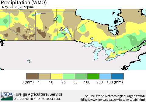 Canada Precipitation (WMO) Thematic Map For 5/23/2022 - 5/29/2022