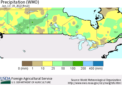 Canada Precipitation (WMO) Thematic Map For 6/13/2022 - 6/19/2022