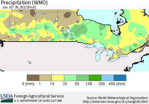 Canada Precipitation (WMO) Thematic Map For 6/20/2022 - 6/26/2022