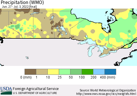 Canada Precipitation (WMO) Thematic Map For 6/27/2022 - 7/3/2022