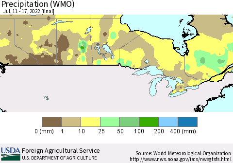 Canada Precipitation (WMO) Thematic Map For 7/11/2022 - 7/17/2022