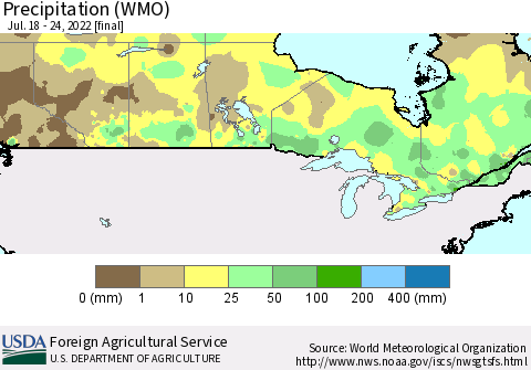 Canada Precipitation (WMO) Thematic Map For 7/18/2022 - 7/24/2022