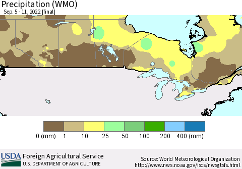 Canada Precipitation (WMO) Thematic Map For 9/5/2022 - 9/11/2022