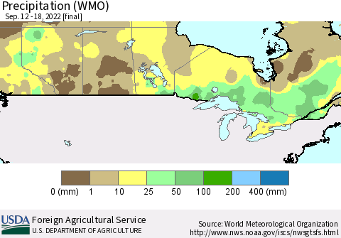 Canada Precipitation (WMO) Thematic Map For 9/12/2022 - 9/18/2022