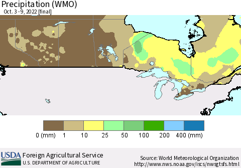 Canada Precipitation (WMO) Thematic Map For 10/3/2022 - 10/9/2022