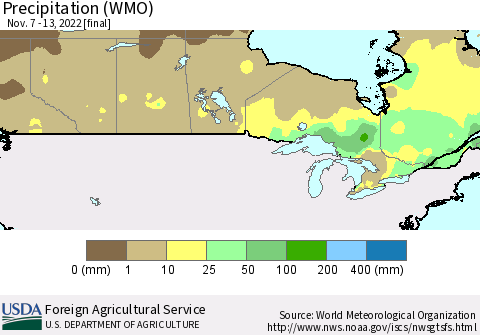 Canada Precipitation (WMO) Thematic Map For 11/7/2022 - 11/13/2022