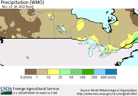 Canada Precipitation (WMO) Thematic Map For 11/14/2022 - 11/20/2022