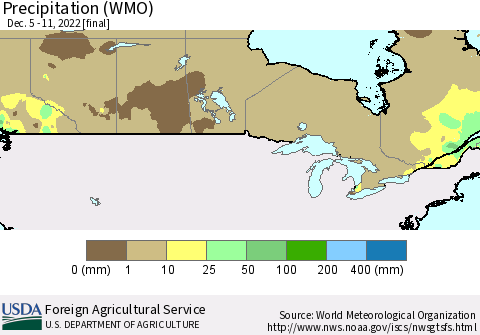 Canada Precipitation (WMO) Thematic Map For 12/5/2022 - 12/11/2022