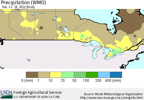 Canada Precipitation (WMO) Thematic Map For 12/12/2022 - 12/18/2022