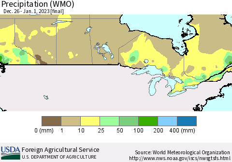 Canada Precipitation (WMO) Thematic Map For 12/26/2022 - 1/1/2023